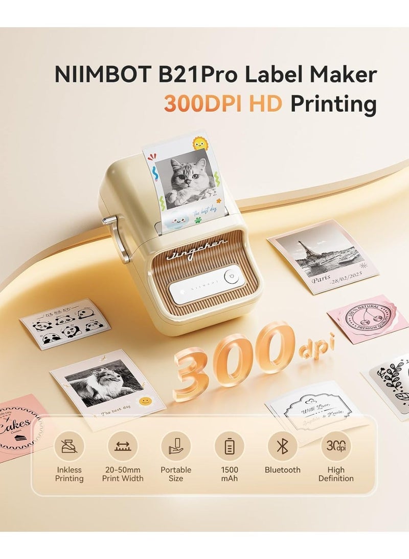 NIIMBOT B21 Upgraded B21 Pro Label Maker, 300DPI HD Label Printer, Bluetooth Sticker Label Printer, Inkless Thermal Label Maker Photos, Ideal for Notes, Study Graphics, Memo Maker, 50x30mm Label, 230Pcs - Image 2